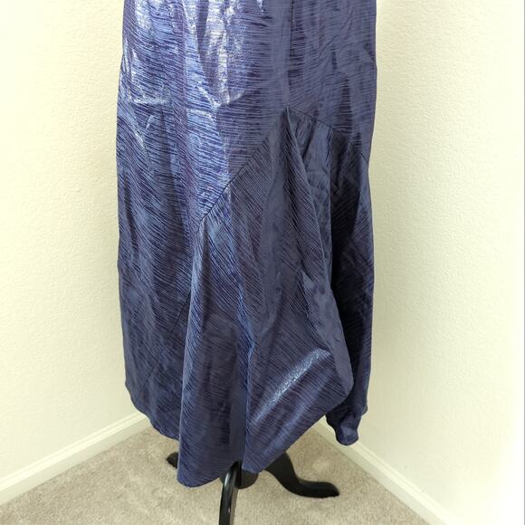 VTG Gai Mattiolo Couture Womens 90s Blue Shiny Slip Dress Linen Italy Size 12 - Picture 7 of 10